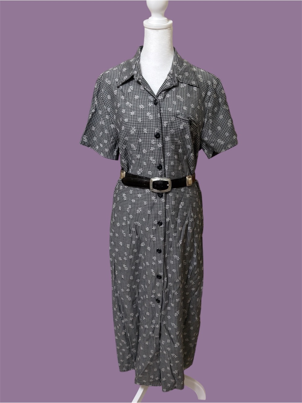 90s Vintage Button-Front Dress
